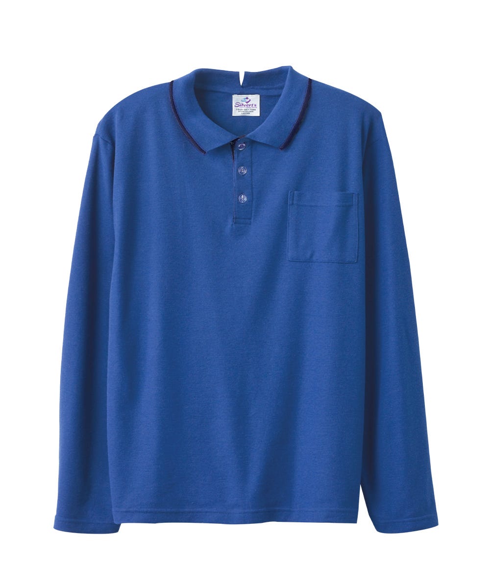 Men's Adaptive Open Back Polo Shirt with Long Sleeves - Clearance - Silverts 20