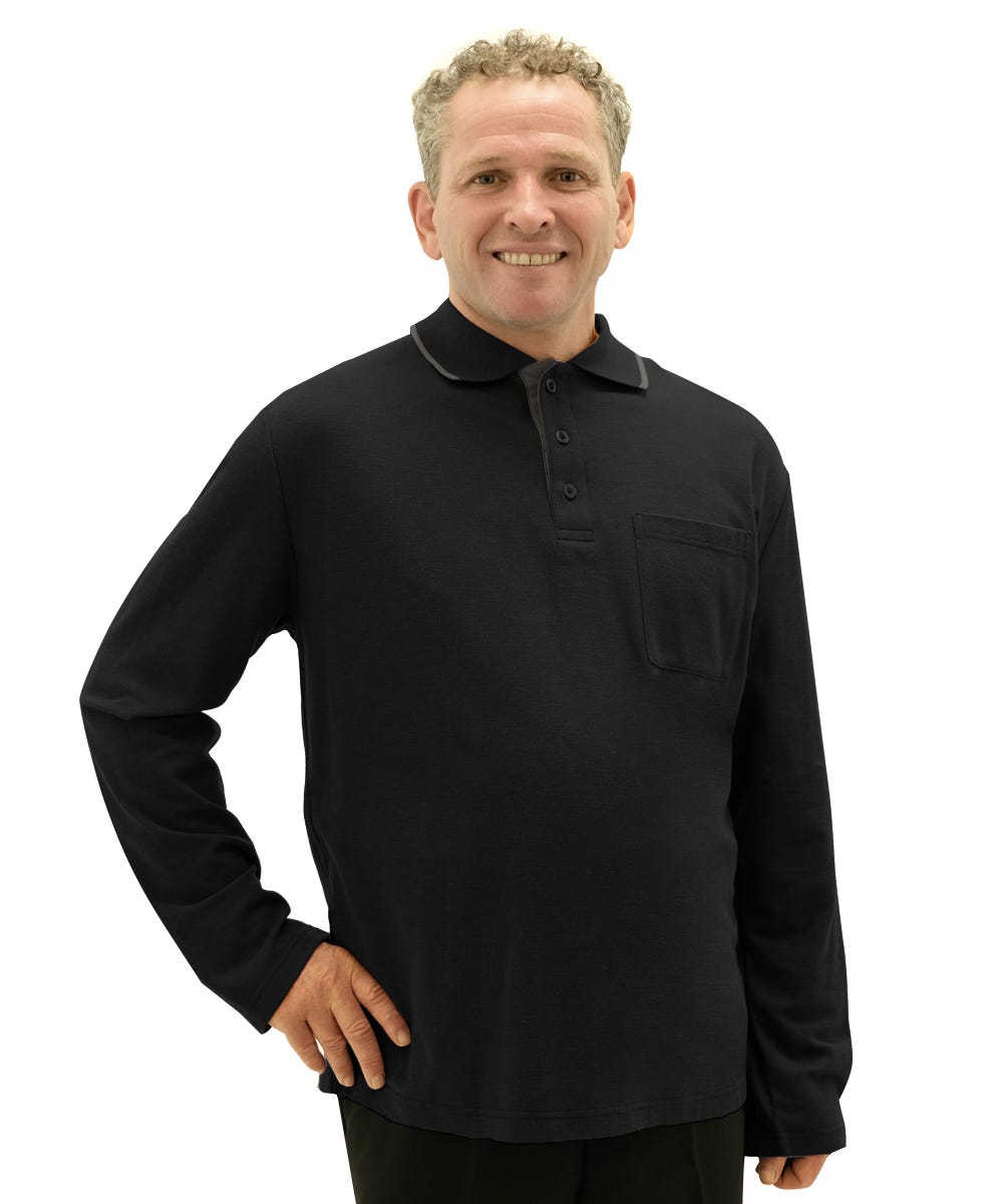 Men's Adaptive Open Back Polo Shirt with Long Sleeves - Clearance - Silverts 3
