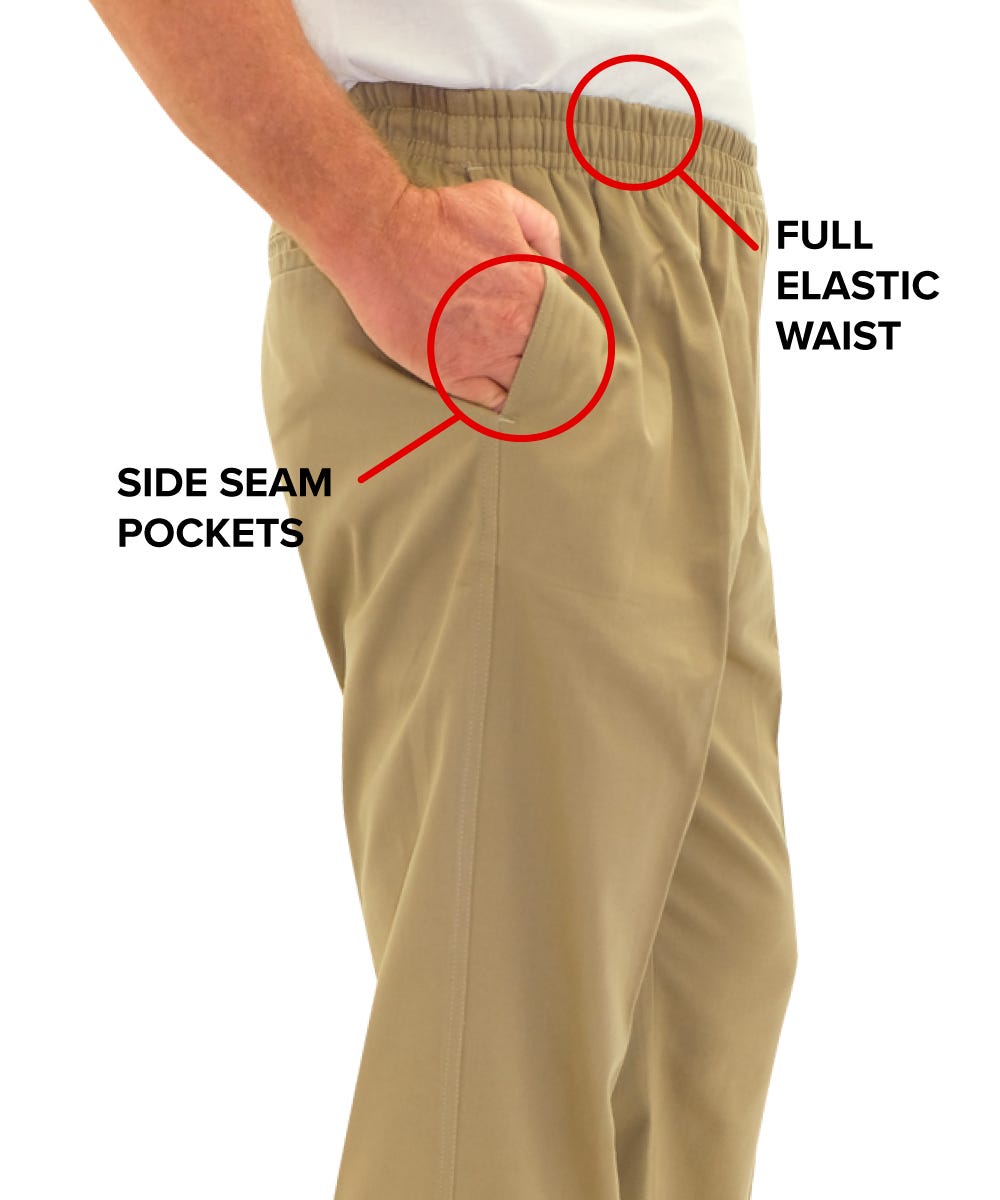 Regular Mens Cotton Elastic Waist Pant - Clearance - Silverts 11