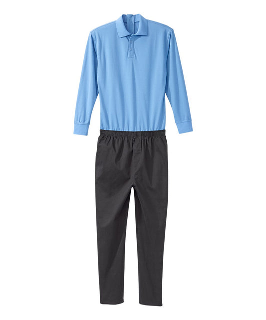 Men's Stay Dressed Jumpsuit with Long Sleeve Polo Shirt - Silverts 1