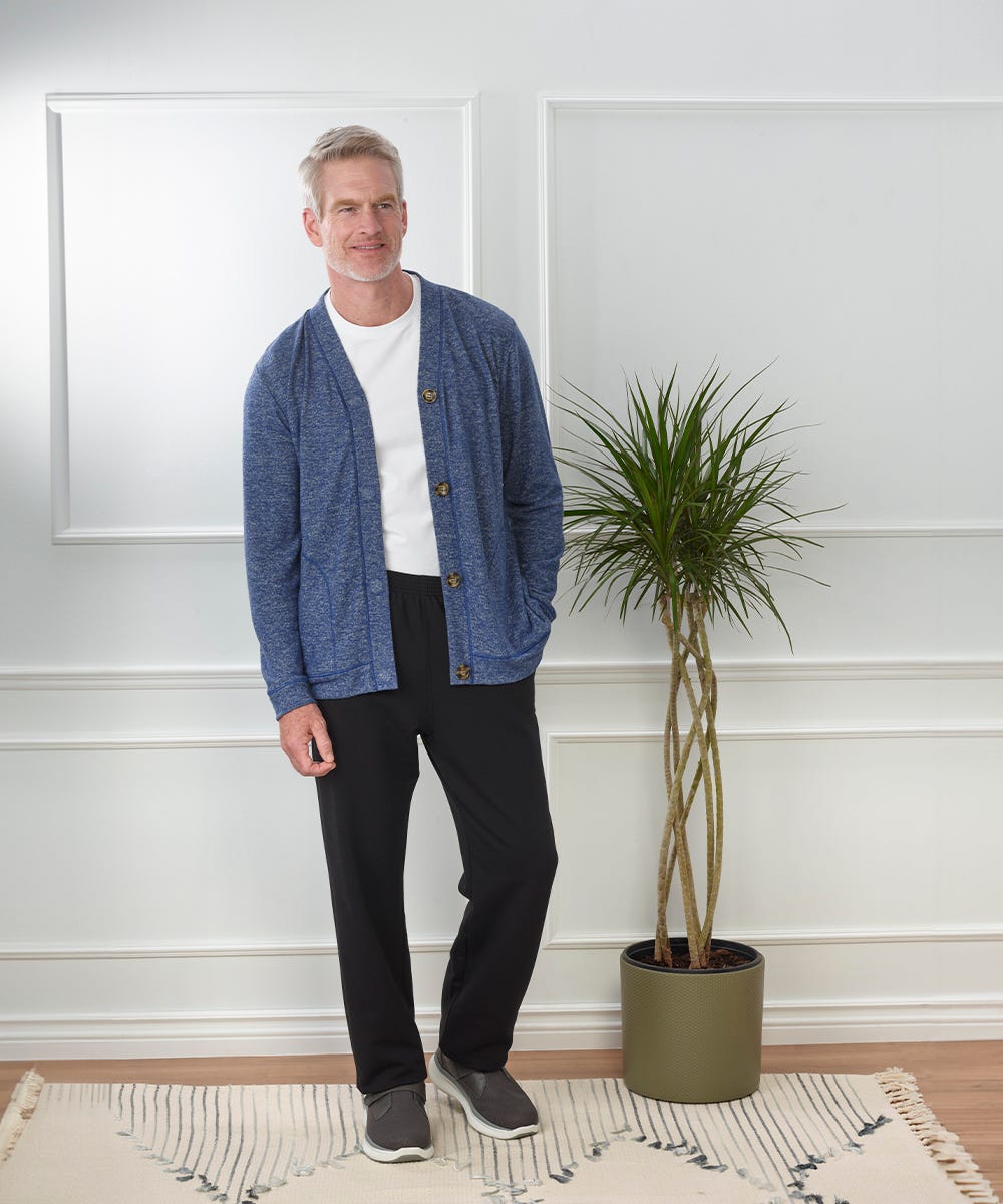Men's Magnetic Button Front Cardigan - Silverts 6