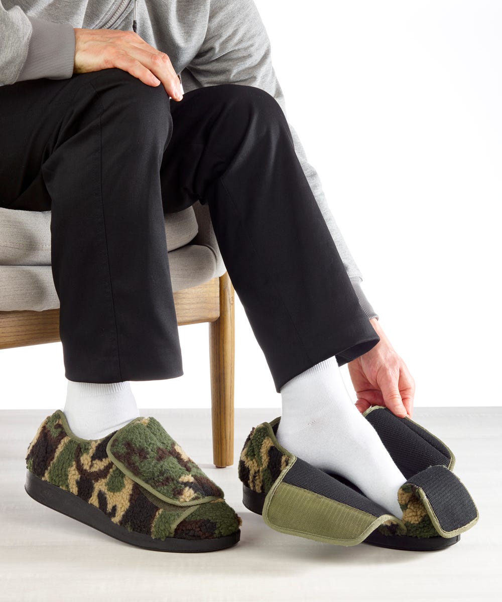 Men’s Slippers with Easy Closures – Adjustable Fit (Regular to Extra Wide) - Silverts 13