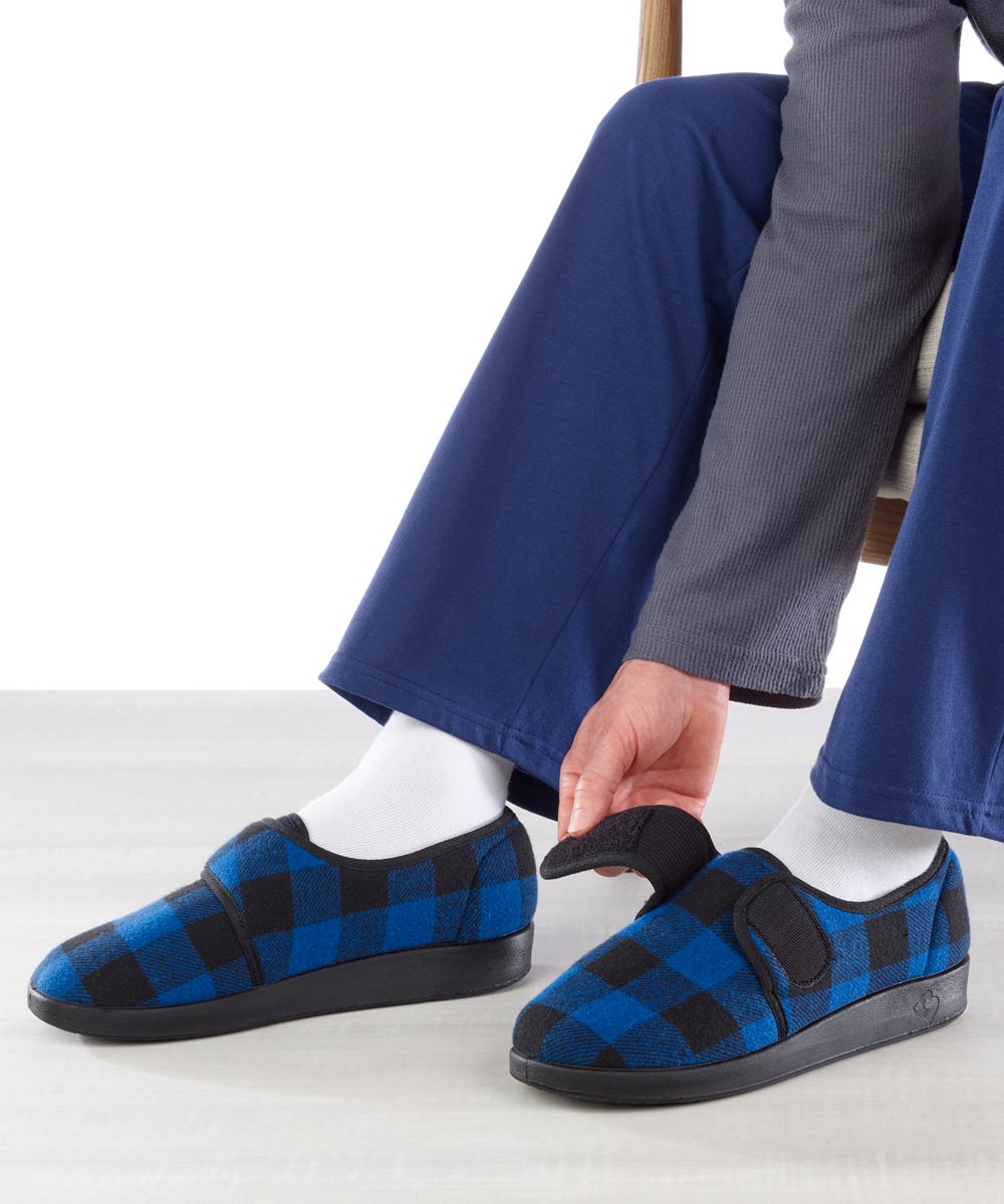Men’s Soft Slippers with Easy Closures – Adjustable Fit (Regular to Extra Wide) - Silverts 14