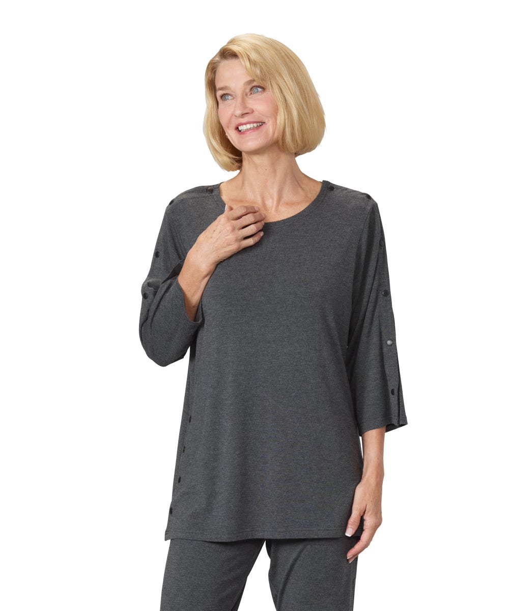 Women's Adaptive Post-Surgical Top With Snaps - Silverts 2