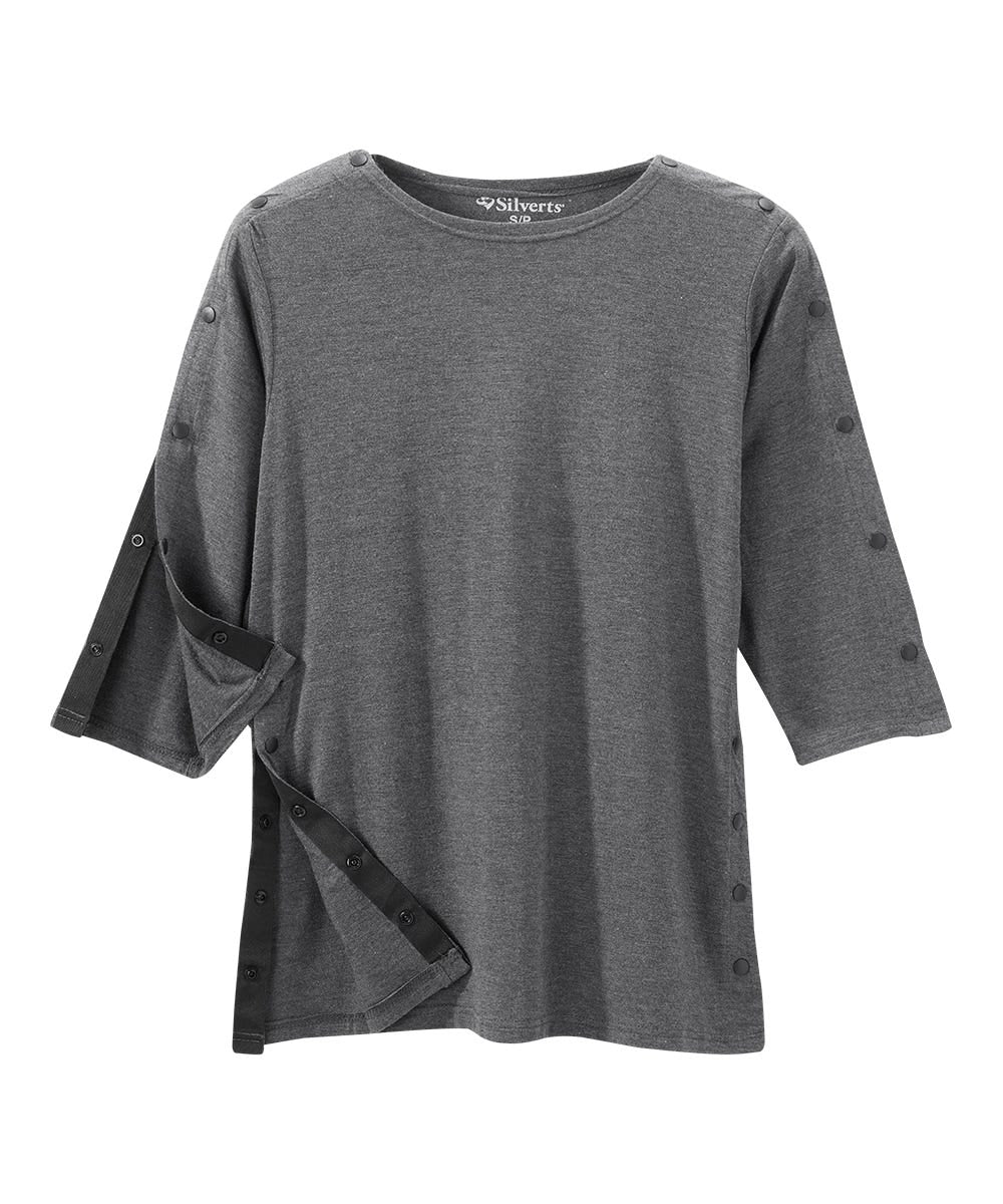 Women's Adaptive Post-Surgical Top With Snaps - Silverts 4