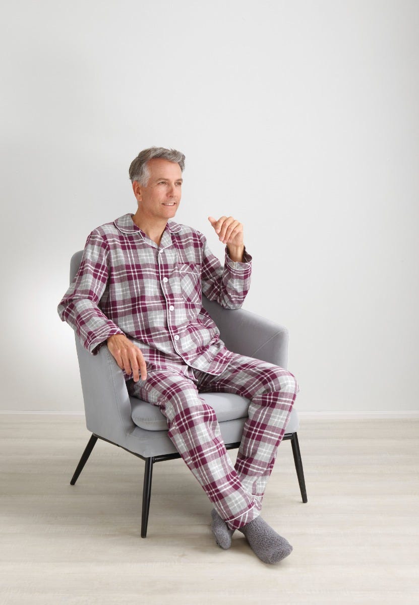 Men's Open Back Top & Pull-On Pant Flannel Pajama Set - Silverts 8