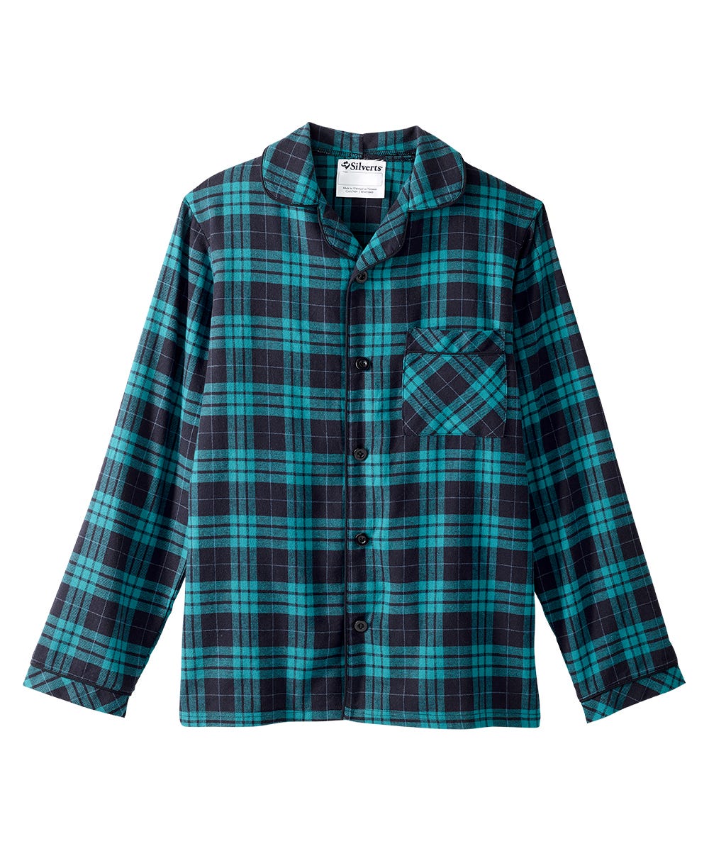 Men's Open Back Top & Pull-On Pant Flannel Pajama Set - Silverts 3