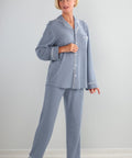 Women's Open Back Top & Pull-On Pant Waffle Knit Pajama Set - Silverts 10