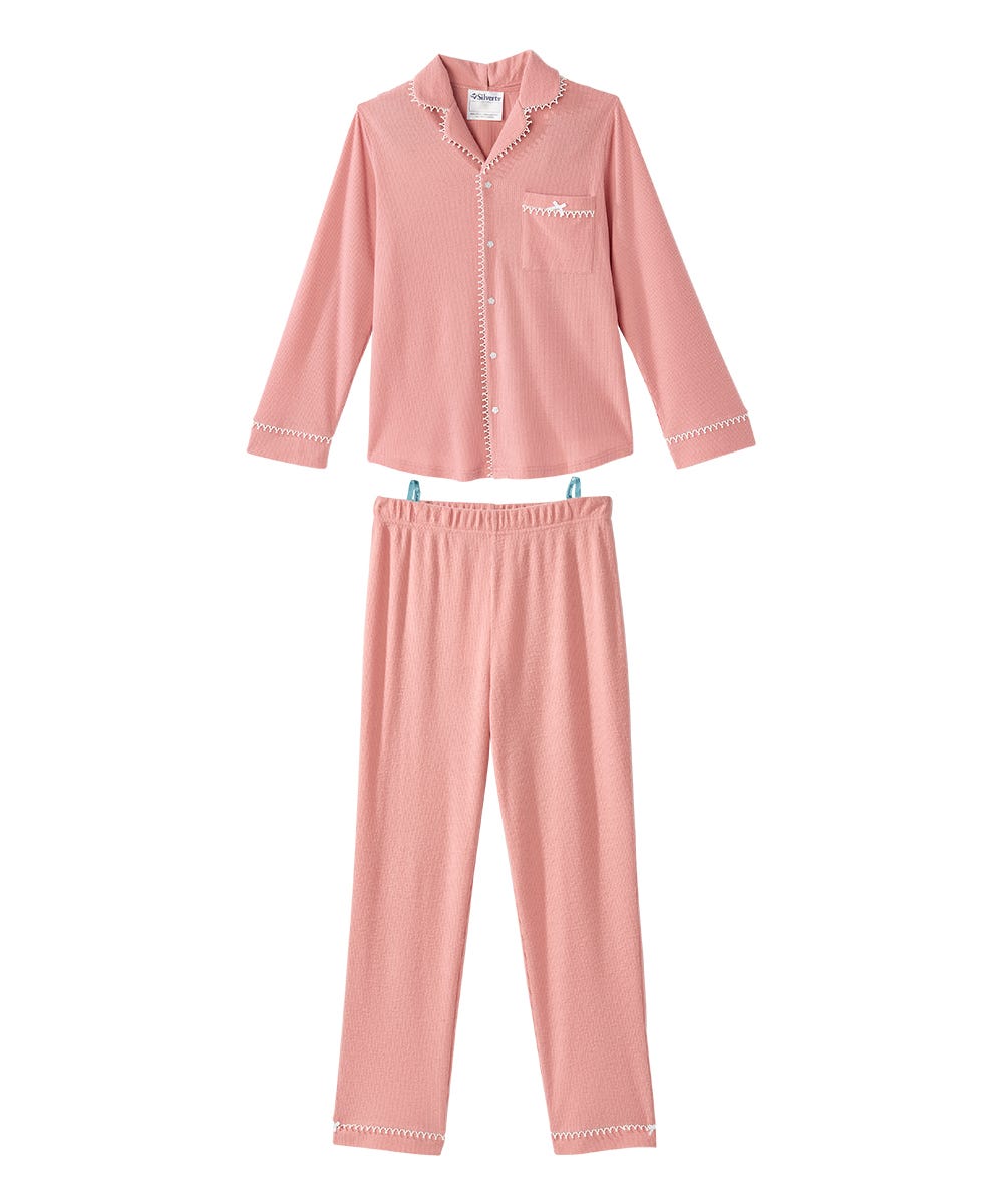Women's Open Back Top & Pull-On Pant Waffle Knit Pajama Set - Silverts 7