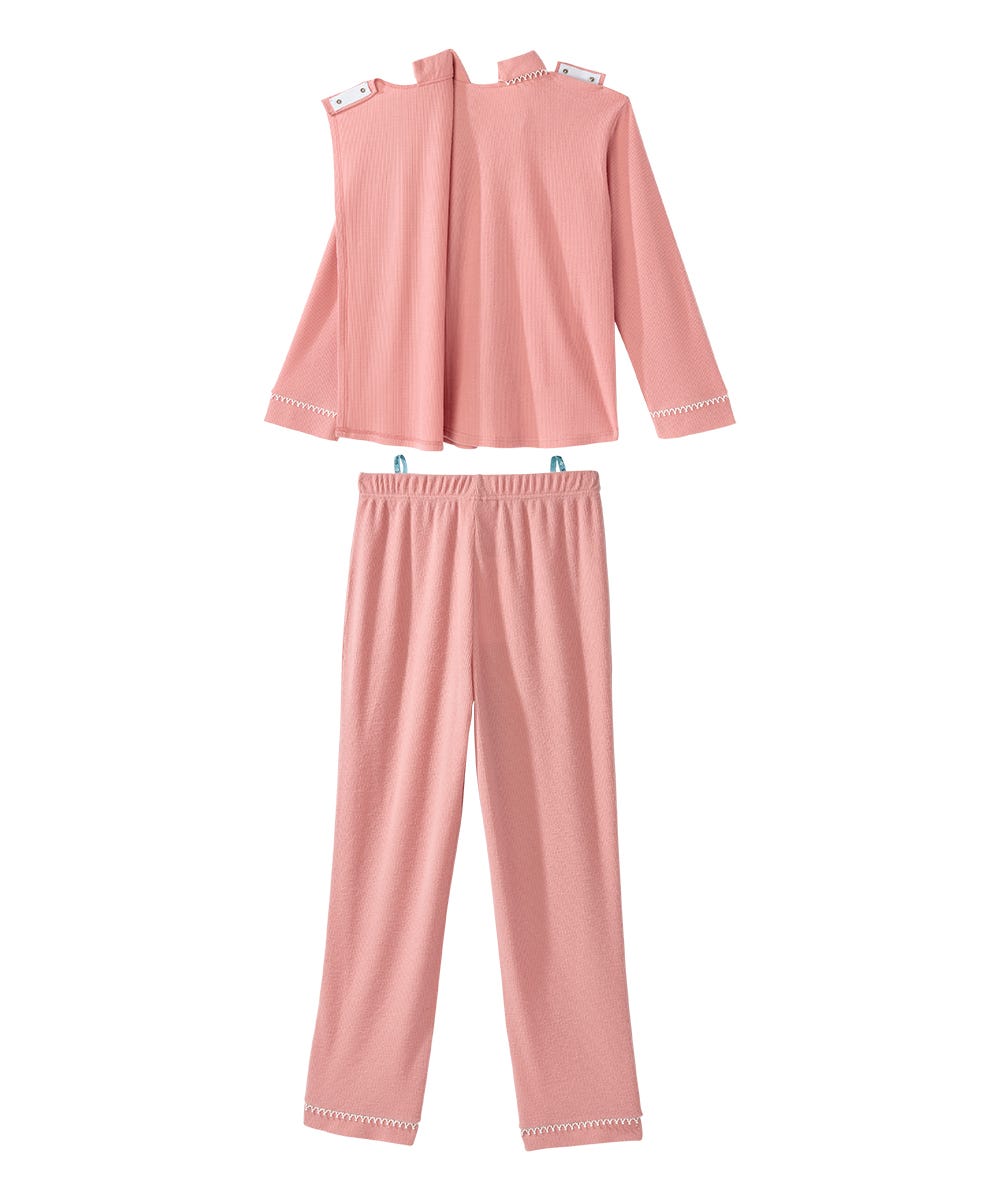 Women's Open Back Top & Pull-On Pant Waffle Knit Pajama Set - Silverts 8