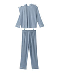 Women's Open Back Top & Pull-On Pant Waffle Knit Pajama Set - Silverts 11