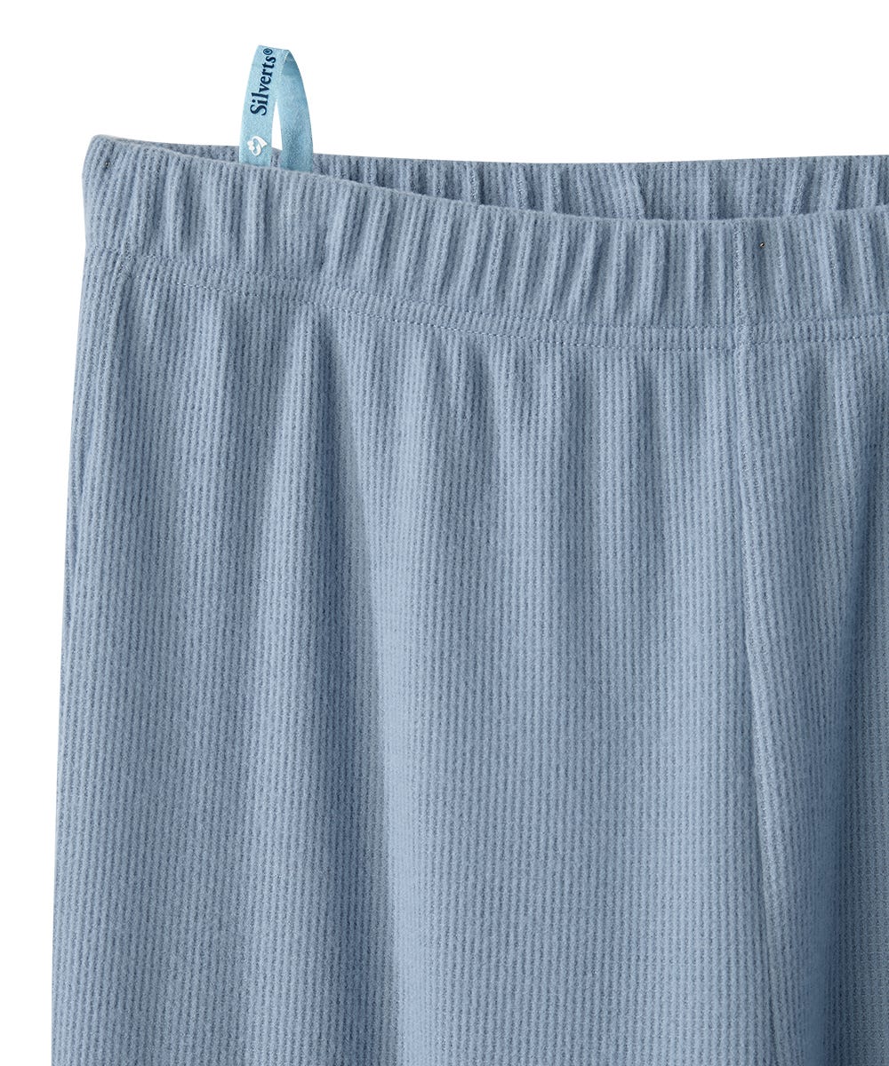 Women's Open Back Top & Pull-On Pant Waffle Knit Pajama Set - Silverts 16