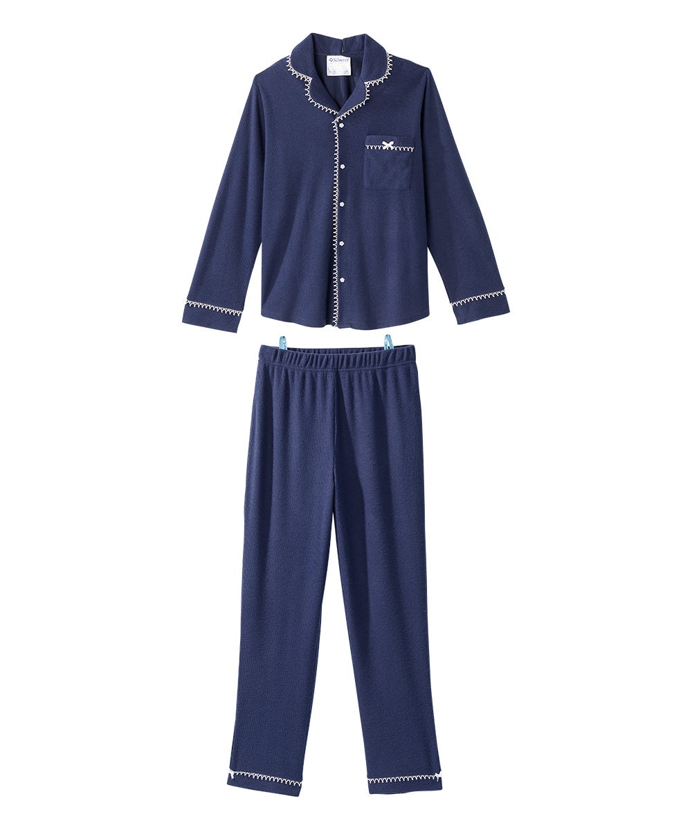 Women's Open Back Top & Pull-On Pant Waffle Knit Pajama Set - Silverts 1