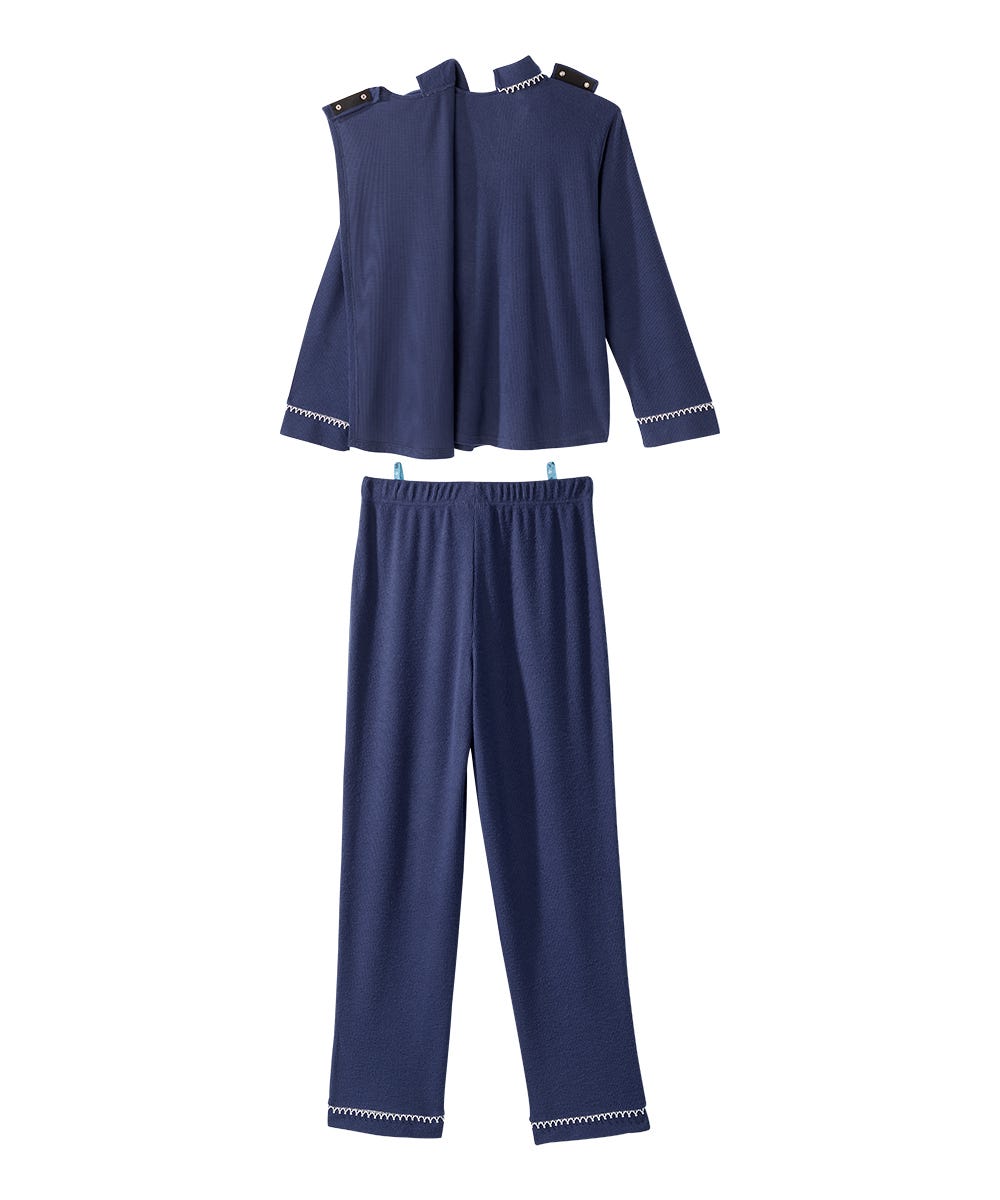 Women's Open Back Top & Pull-On Pant Waffle Knit Pajama Set - Silverts 2