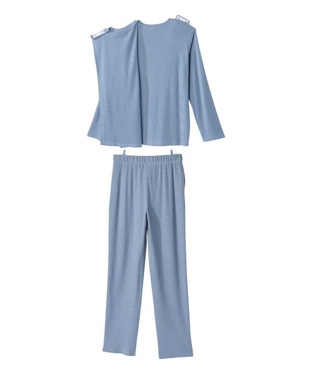 Men's Open Back Top & Pull-on Pant Waffle Knit Pajama Set - Silverts 9