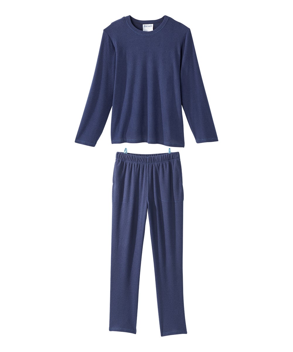 Men's Open Back Top & Pull-on Pant Waffle Knit Pajama Set - Silverts 14