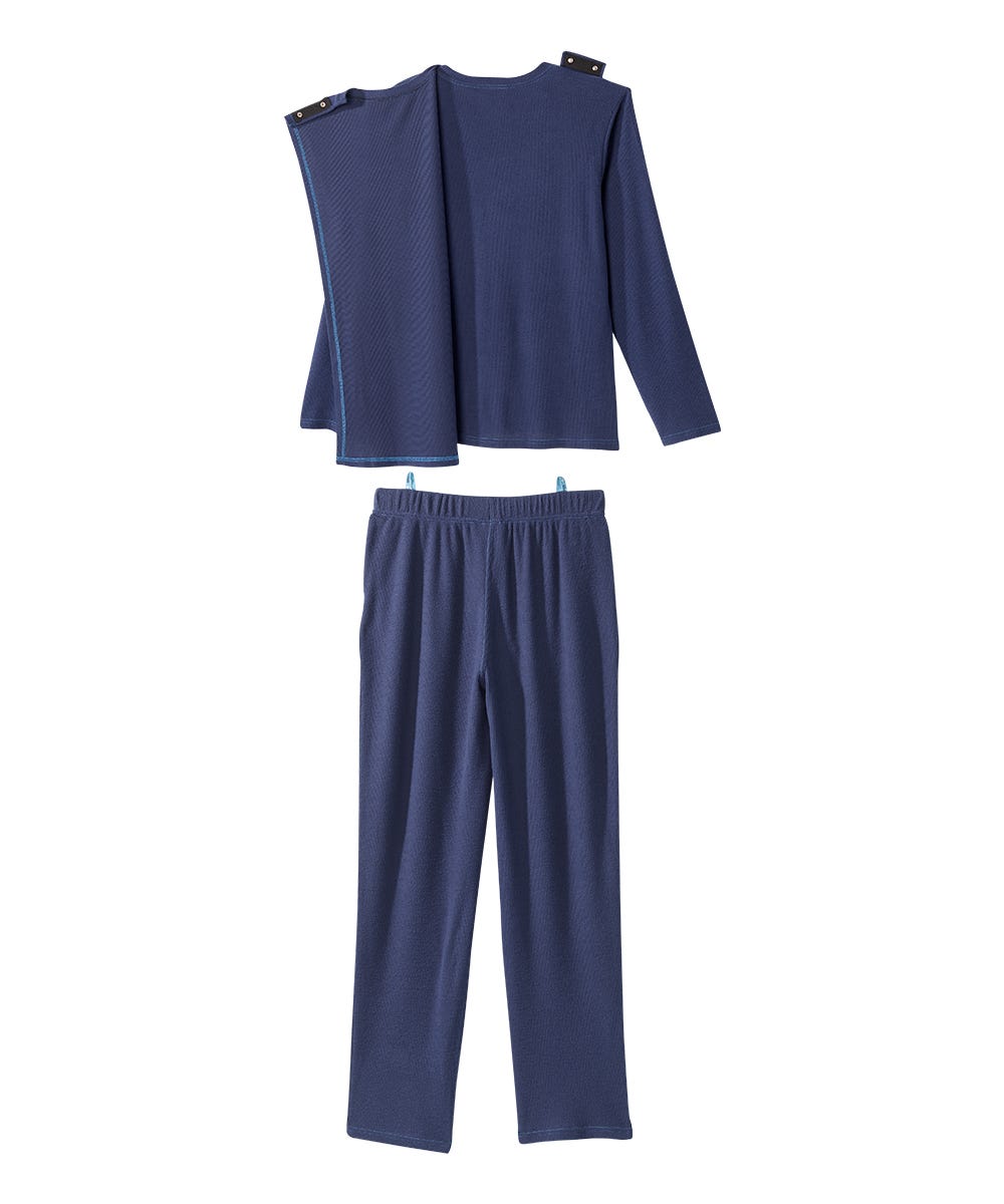 Men's Open Back Top & Pull-on Pant Waffle Knit Pajama Set - Silverts 15