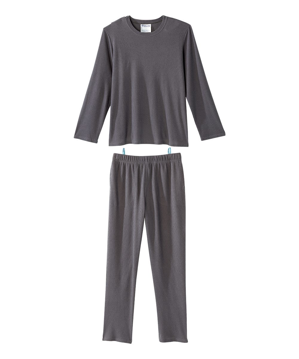 Men's Open Back Top & Pull-on Pant Waffle Knit Pajama Set - Silverts 20