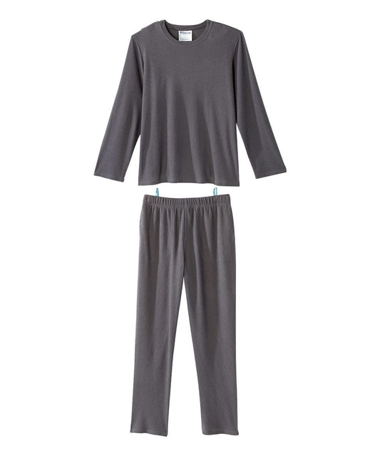 Men's Open Back Top & Pull-on Pant Waffle Knit Pajama Set - Silverts 1