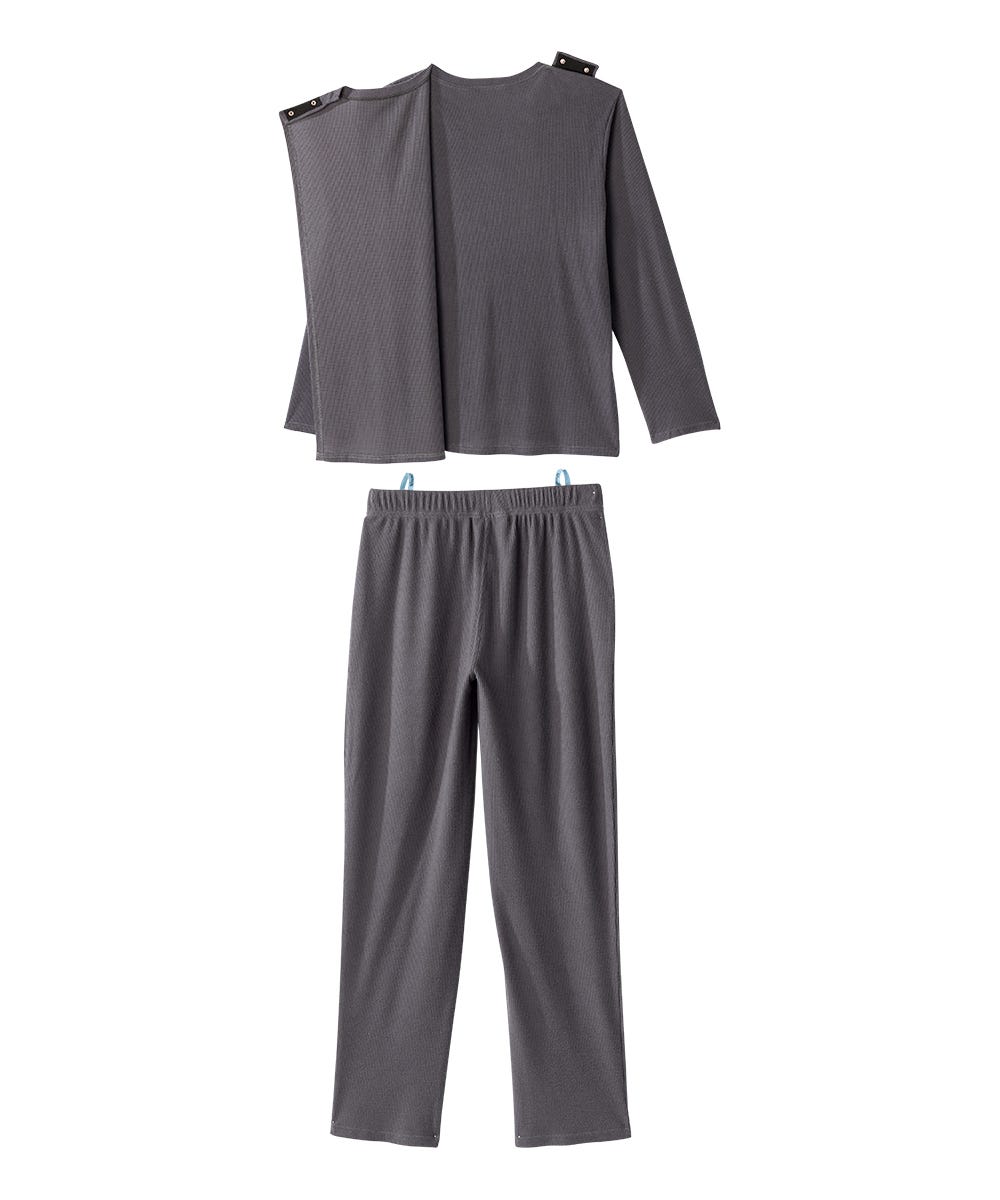 Men's Open Back Top & Pull-on Pant Waffle Knit Pajama Set - Silverts 2