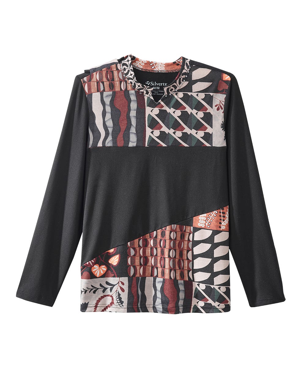 Women's Open Back Patchwork Top - Silverts 1