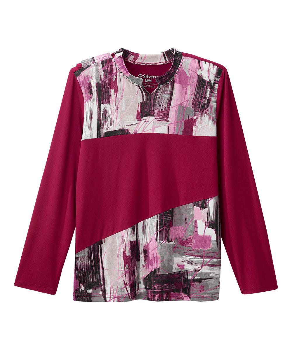 Women's Open Back Patchwork Top - Silverts 5