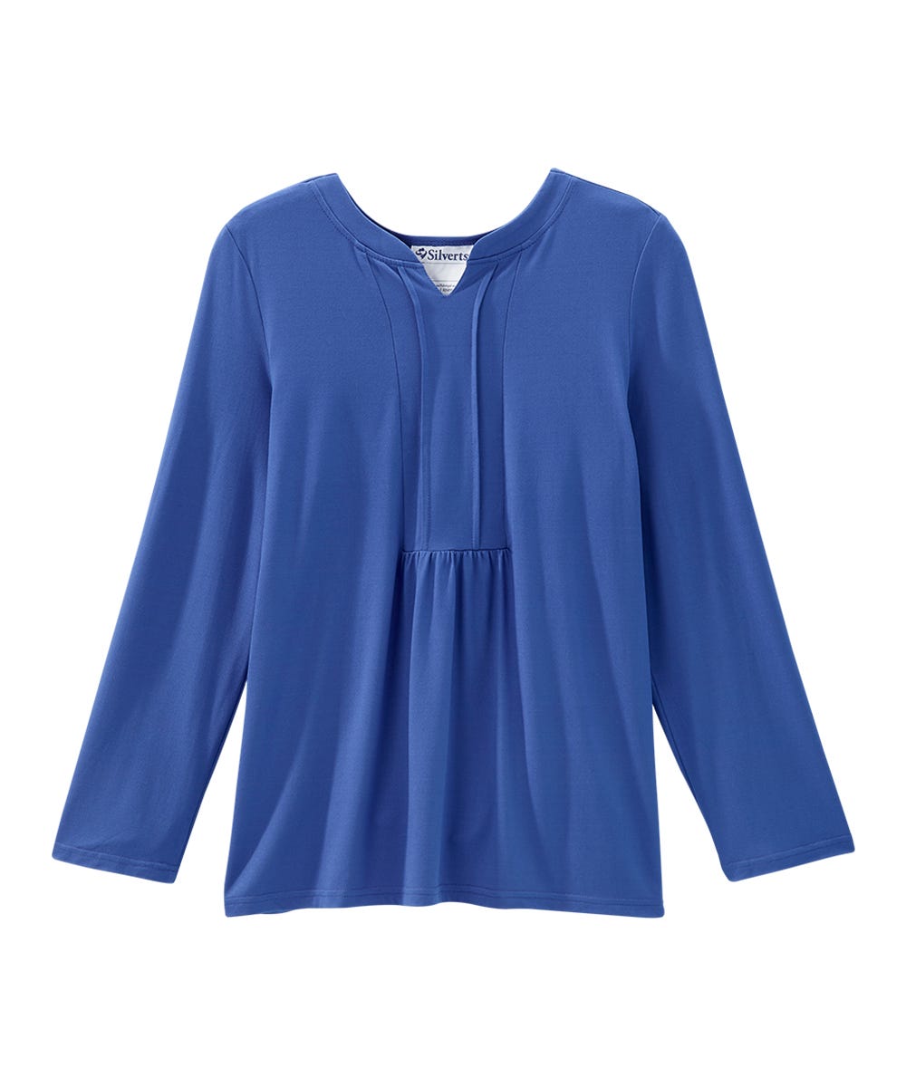 Women's Open Back Pleated Panel Top - Silverts 1