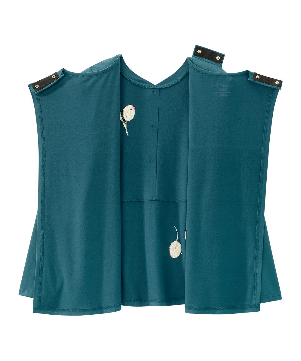 Women's Open Back 3-Button Front Embroidery Top - Silverts 7