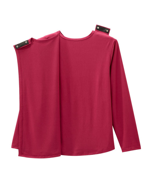Women's Open Back 3-Button Front Embroidery Top - Silverts 2