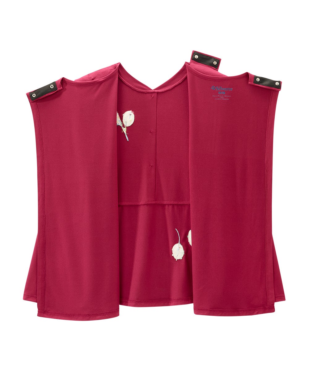 Women's Open Back 3-Button Front Embroidery Top - Silverts 11