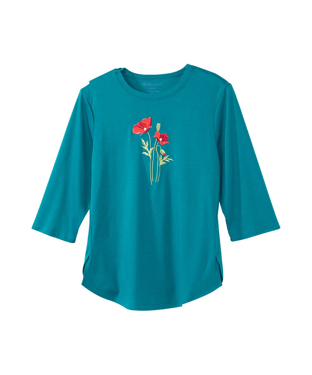 Women's Open Back Embroidered Flower Top - Silverts 5