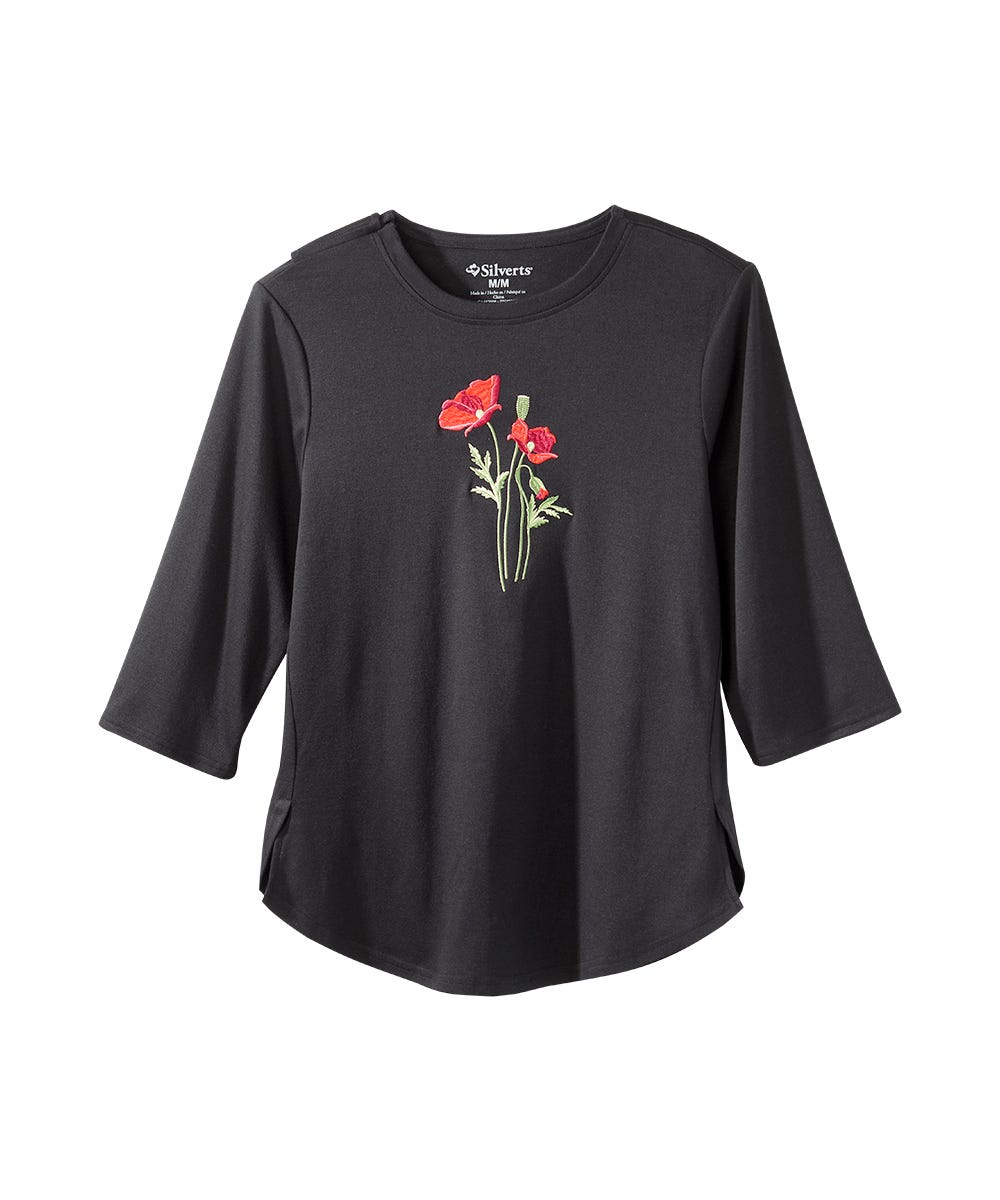 Women's Open Back Embroidered Flower Top - Silverts 9
