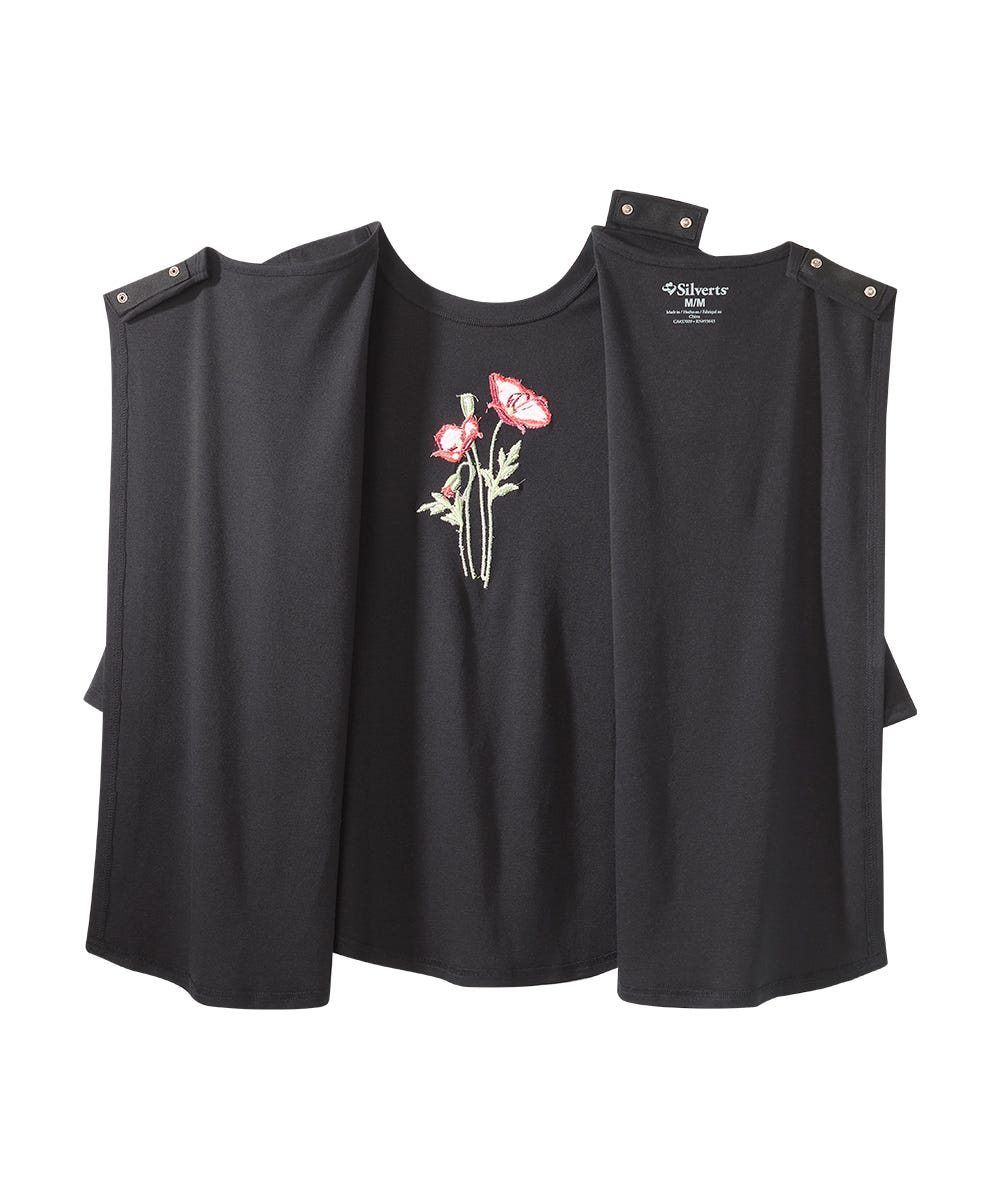 Women's Open Back Embroidered Flower Top - Silverts 11