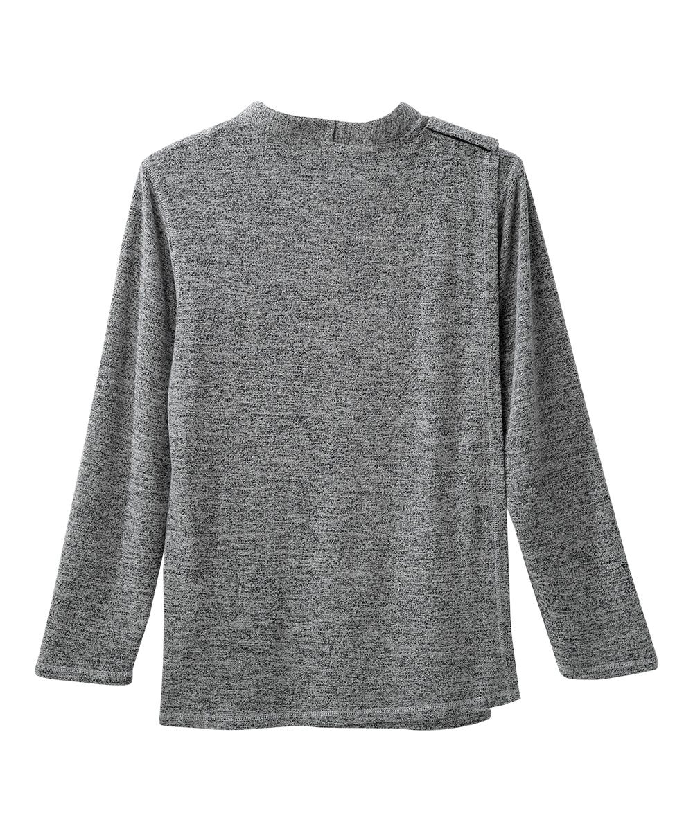 Men's Open Back Long Sleeve Henley Shirt - Silverts 16