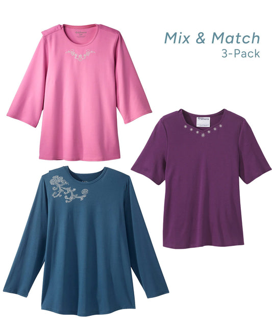 Women's Open Back Top Basics Bundle - 3 Styles - Silverts 1