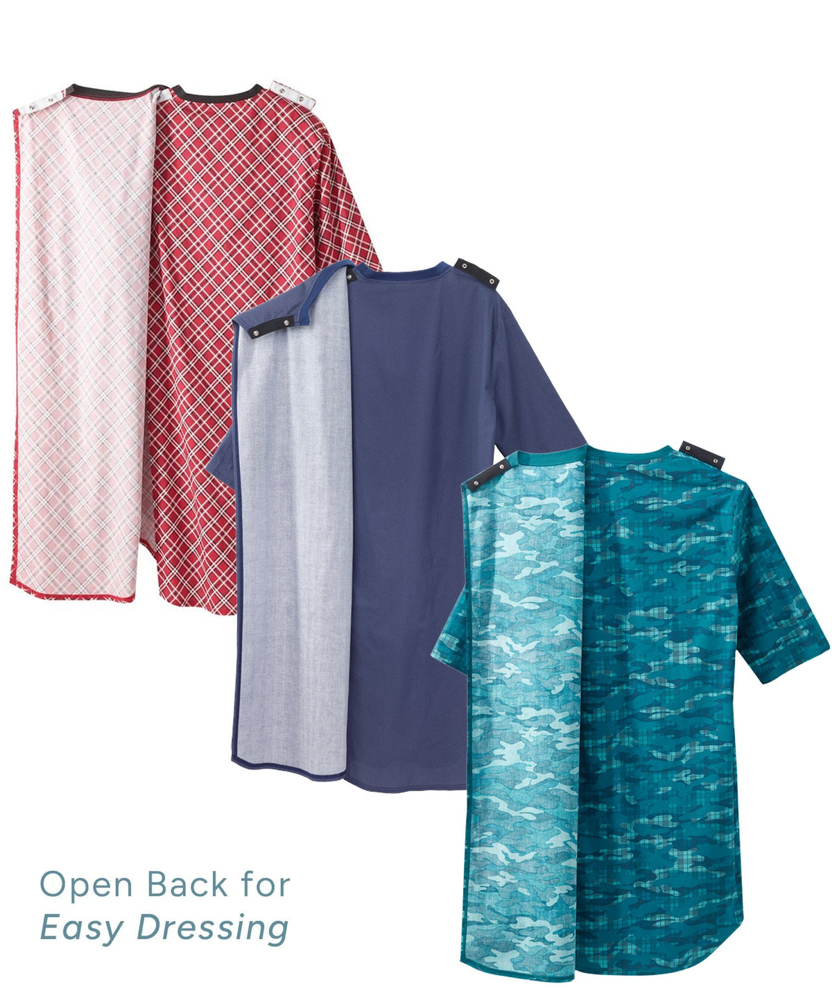Men's Open Back Classic Nightgown Bundle - 3 Pack - Silverts 2